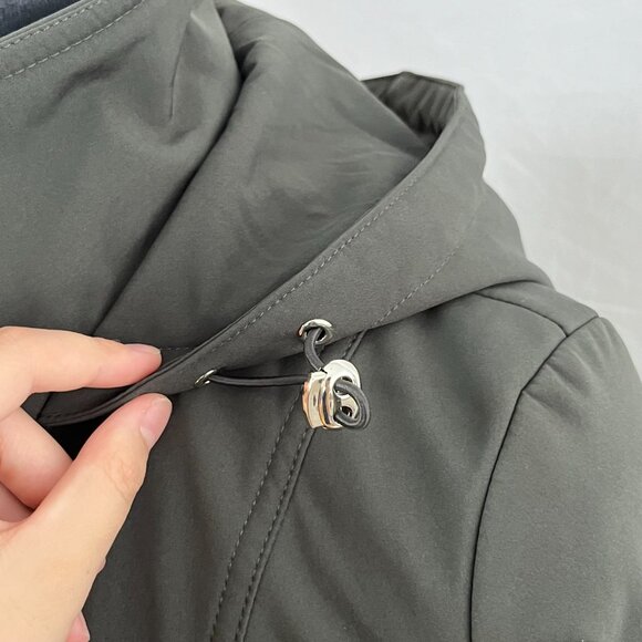 NWT Guess Olive Green Raincoat Utility Trench Coat w/ Belt Hood Pockets Size XS - Picture 9 of 16